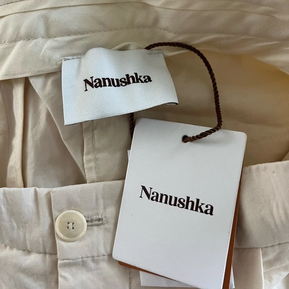 NWT NANUSHKA | GINI - Heavy Poplin High Rise Tailored Pants - Creme | Size Large